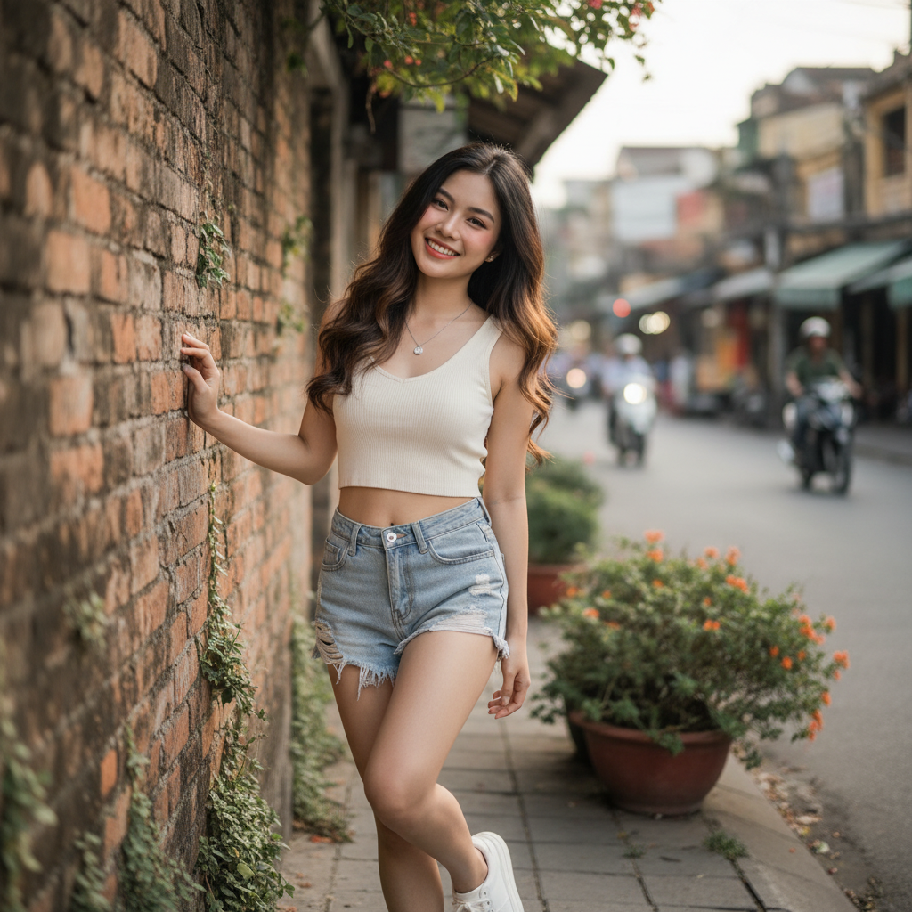 một cô gái đáng yêu diện quần ngắn gợi cảm . Với đặc điểm...