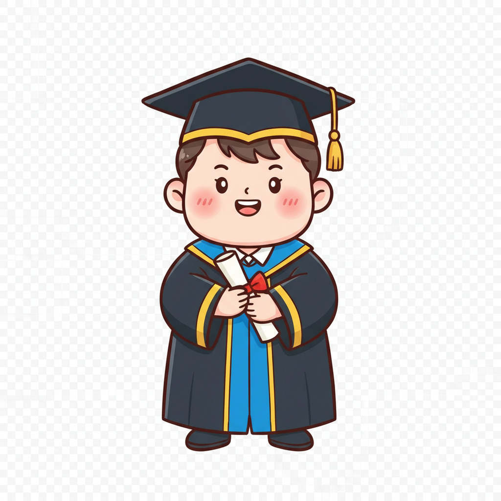 tạo hình ảnh hoạt hình về cậu bé mặc áo tốt nghiệp đại...