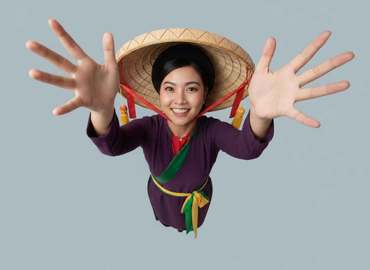 Cô gái, quảng cáo, phụ nữ, áo tứ thân, nón quai thao, girl, advertising, woman, Ao Tu Than, conical hat (Nón quai thao 2