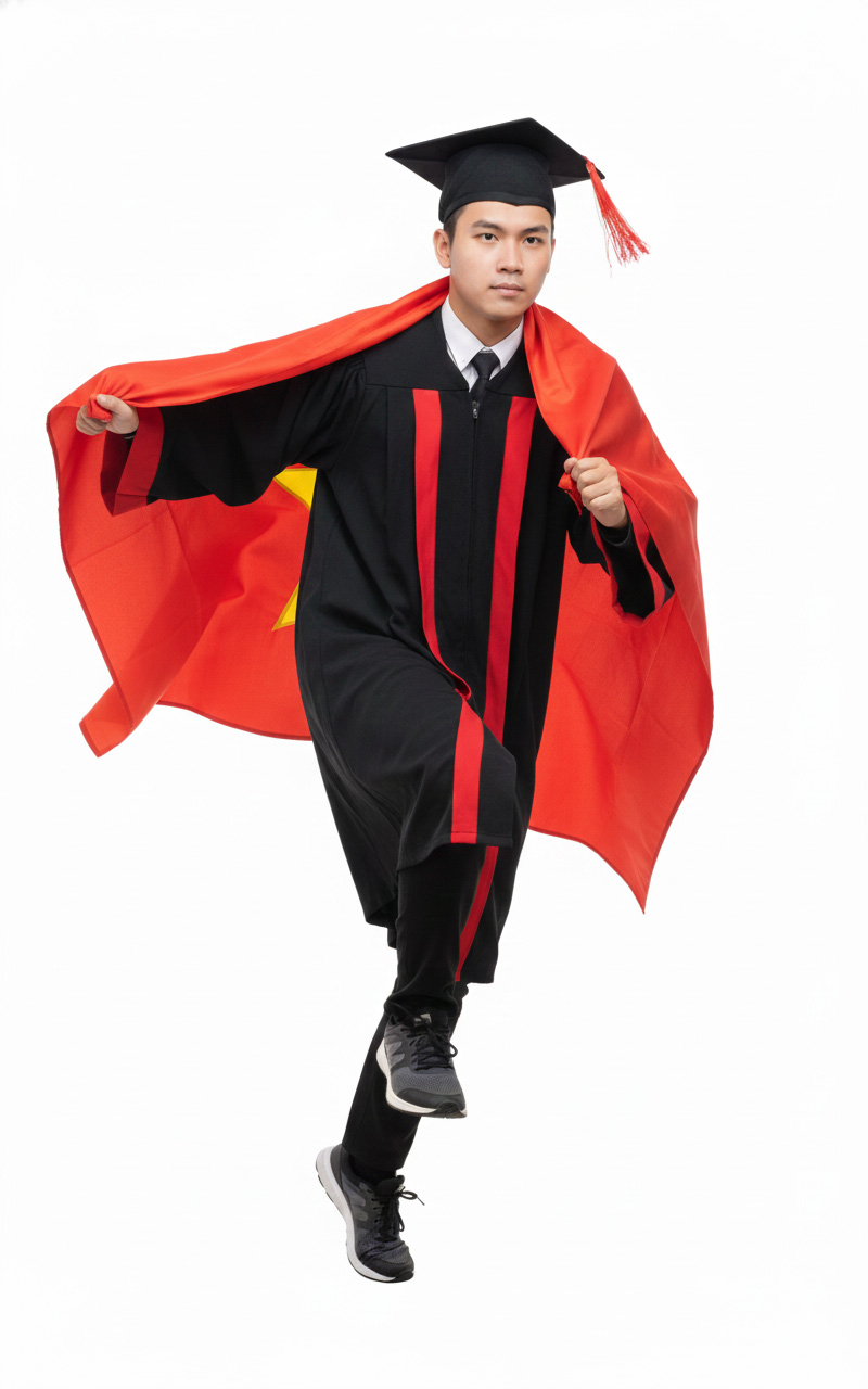 Chàng trai, tốt nghiệp, cờ, đàn ông, vui vẻ, cử nhân, trang phục cử nhân, young man, flag graduation, man, happy, graduate, graduation attire 1