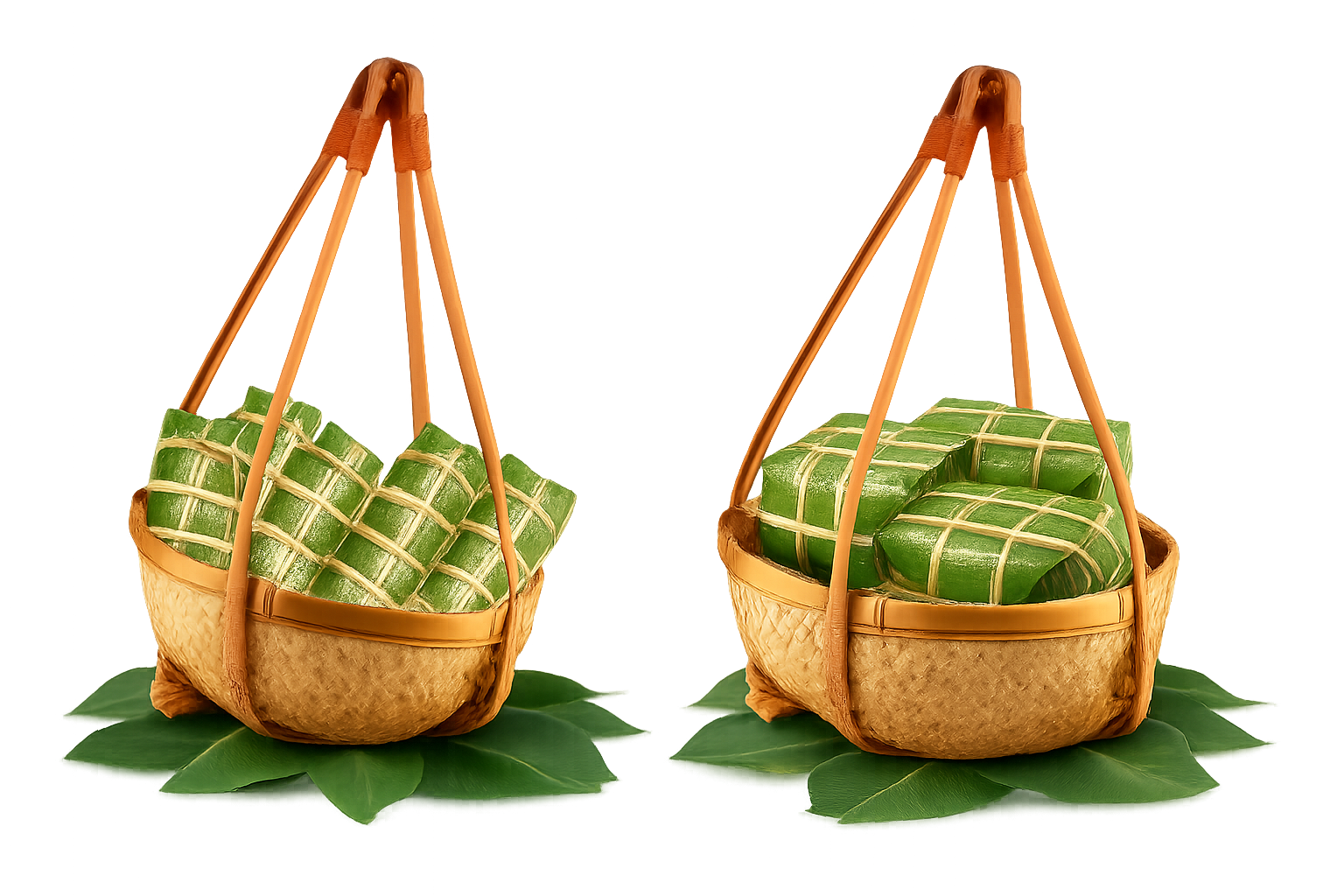 Bánh chưng, bánh tét, quan gánh, món ăn ngày tết, Banh chung, banh tet, carrying poles, Tet holiday dishes.