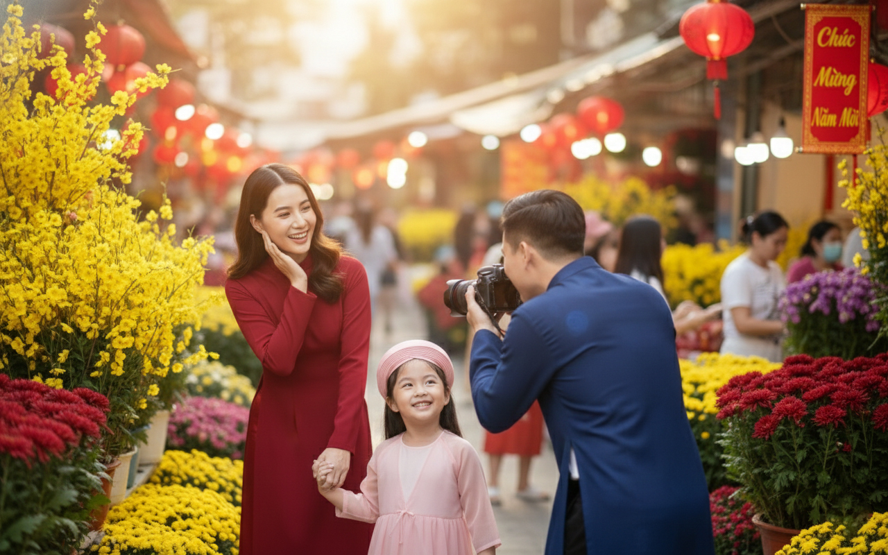 Gia đình, bố mẹ và con, Việt Nam, áo dài, truyền thống, Tết, family, parents and children, Vietnam, ao dai, traditional 11