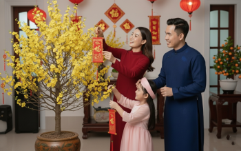 Gia đình, bố mẹ và con, Việt Nam, áo dài, truyền thống, Tết, family, parents and children, Vietnam, ao dai, traditional 14