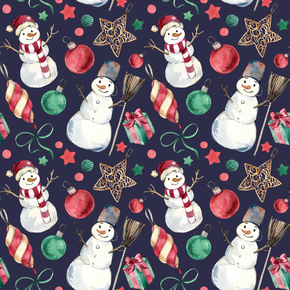 Mô hình noel, nền tím than, giáng sinh, noel, họa tiết, đồ họa, người tuyết, quả châu, hộp quà, ngôi sao, cây chổi, christmas pattern, navy background, christmas - yanamarkovskayalinum