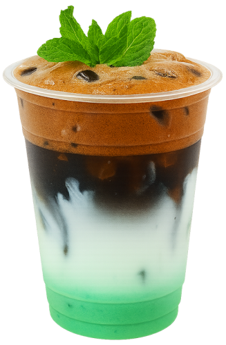 Cà phê sữa bạc hà, cà phê đá, thức uống, bạc hà, kem sữa, cà phê ba tầng, mint milk coffee, iced coffee, drink, mint, milk foam, three-layer coffee, wallpaper, background