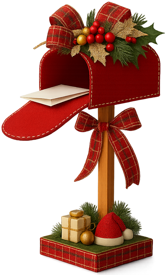 Hộp thư giáng sinh, bưu phẩm, thư, trang trí giáng sinh, nón noel, quà, màu đỏ, màu xanh lá, giáng sinh, christmas mailbox, post, letter, christmas decoration, bow, berries, santa hat, gift, red, green, christmas