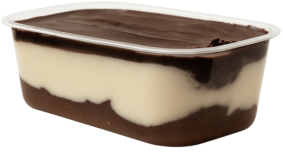 Bánh socola, bánh pudding, ba lớp, đồ ăn tráng miệng, ngọt, màu nâu, màu kem, hộp nhựa, chocolate cake, pudding, three layers, dessert, sweet, brown, cream color, plastic box