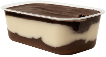 Bánh socola, bánh pudding, ba lớp, đồ ăn tráng miệng, ngọt, màu nâu, màu kem, hộp nhựa, chocolate cake, pudding, three layers, dessert, sweet, brown, cream color, plastic box