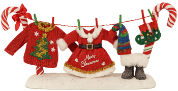 Quần áo giáng sinh, trang phục noel, áo len, vớ, găng tay, đồ trang trí, kẹo gậy, dây phơi, giáng sinh, christmas clothes, santa outfit, sweater, sock, glove, decoration, candy cane, clothesline, christmas