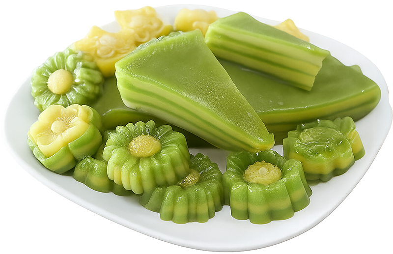 Bánh da lợn, bánh ngọt, món tráng miệng, ẩm thực việt nam, món ăn truyền thống, hình bông hoa, hình tam giác, đĩa, steamed layer cake, sweet cake, dessert, vietnamese cuisine, traditional dish