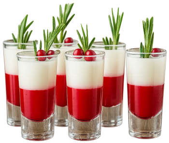 Ly shot, cocktail hai tầng, việt quất, cây hương thảo, đồ uống, giáng sinh, lễ hội, đồ uống, ly, màu đỏ, màu trắng, shot glass, layered cocktail, cranberry, rosemary, drink, christmas, festive, beverage