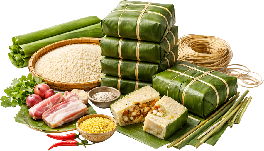Bánh chưng, bánh nếp, lá dong, lạt tre, tết, truyền thống, việt nam, xanh lá, hình vuông, banh chung, sticky rice cake, dong leaves, bamboo ties, lunar new year, traditional, vietnam, green, square shape