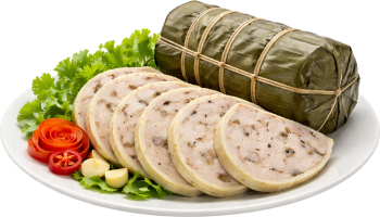 Giò lụa, giò thủ, thịt đầu heo, mộc nhĩ, hạt tiêu, lá chuối, trang trí, tết, ẩm thực việt nam, vietnamese head cheese, wood ear pork sausage, pork head meat, wood ear mushroom, black pepper, banana leaves