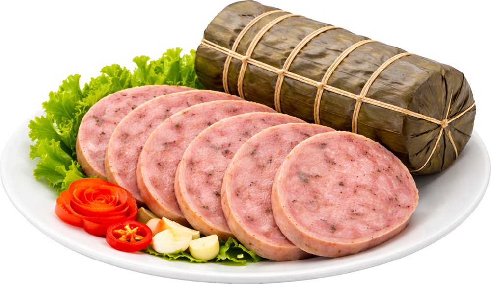 Chả bò, tết, lá chuối, đĩa trắng, xà lách, cà chua, truyền thống, lunar new year, banana leaf