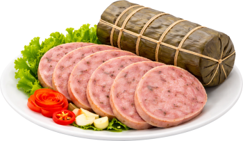 Chả bò, tết, lá chuối, đĩa trắng, xà lách, cà chua, truyền thống, lunar new year, banana leaf