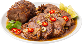 Bắp bò kho mật mía, bắp bò, nước mắm, tỏi, ớt, hoa hồi, chanh, món nhậu, đậm đà, ẩm thực việt nam, beef shank soaked in sugar cane, beef shank, fish sauce, garlic, chili, star anise
