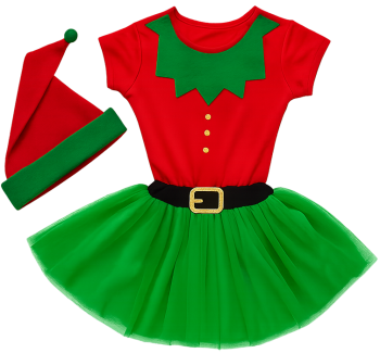 Trang phục yêu tinh cho bé gái, váy xòe, váy giáng sinh, mũ yêu tinh, màu đỏ, màu xanh lá, giáng sinh, Elf costume for girl, tutu dress, christmas dress, elf hat, red, green, christmas