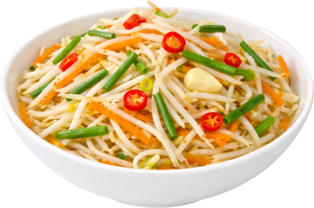 Gỏi giá đỗ, giá đỗ, cà rốt, hành lá, ớt, tỏi, món khai vị, thuần chay, bát trắng, bean sprout salad, bean sprouts, carrot, green onion, chili, garlic, appetizer, vegan, white bowl 1