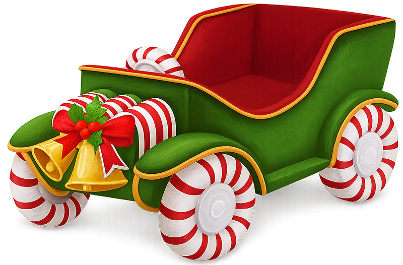 Xe trang trí kẹo gậy, xe giáng sinh, trang trí lễ hội, kẹo gậy, chuông, green car with candy canes, christmas car, festive decoration, candy cane, bells