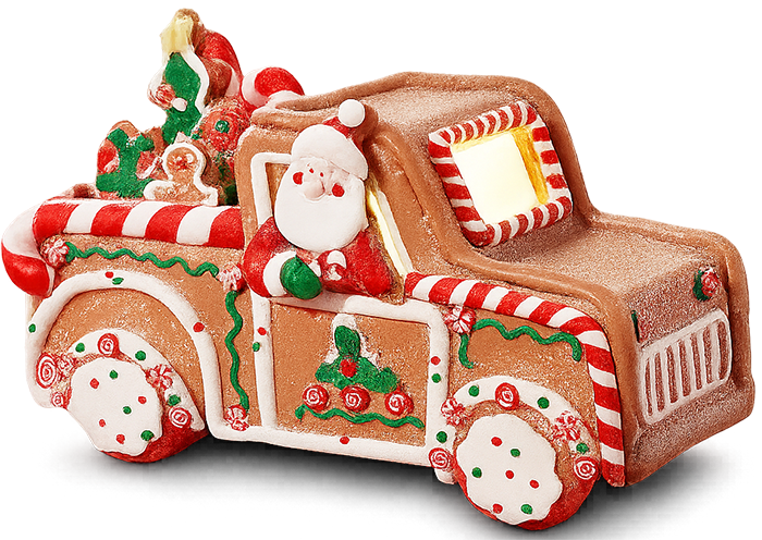 Xe tải bánh gừng, trang trí giáng sinh, ông già noel, đồ ngọt, xe đồ chơi, gingerbread truck, christmas decoration, santa claus, sweets, toy car