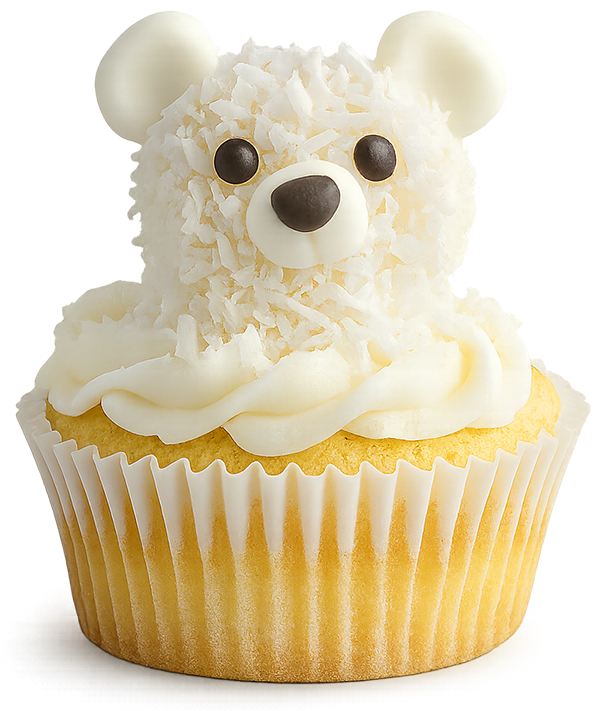 Bánh cupcake gấu bắc cực, giáng sinh, cupcake, gấu bắc cực, dừa nạo, kem, bánh ngọt, polar bear cupcake, christmas, cupcake, polar bear, shredded coconut, cream, pastry