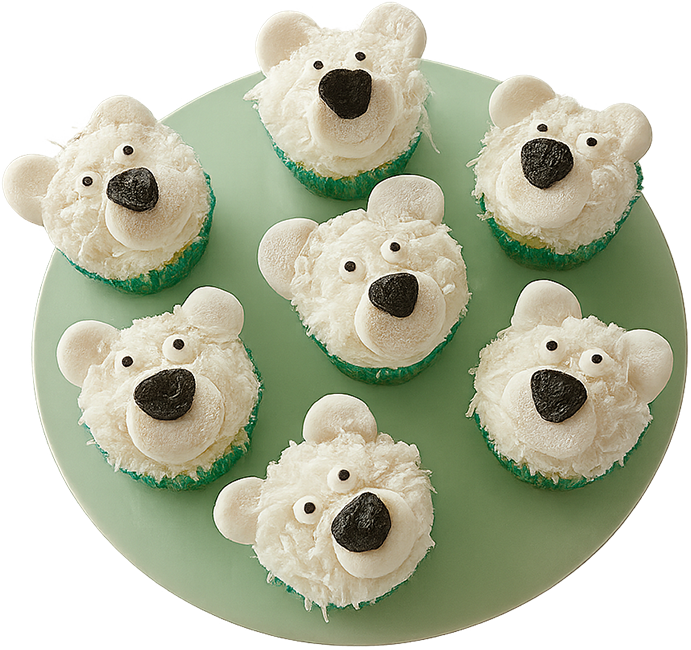 Bánh cupcake gấu bắc cực, giáng sinh, cupcake, gấu bắc cực, dừa nạo, kem, bánh ngọt, polar bear cupcake, christmas, cupcake, polar bear, shredded coconut, cream, pastry