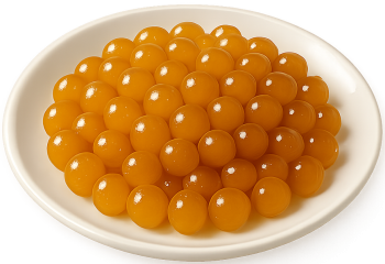 Trân châu hoàng kim, trân châu, topping trà sữa, món tráng miệng, hạt tròn, nước sốt, golden boba, pearl, bubble tea topping, dessert, round beads, sauce
