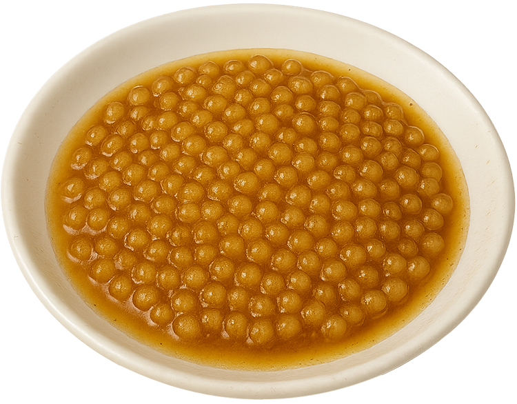 Trân châu mini, hạt tròn nhỏ, topping trà sữa, món tráng miệng, nước sốt, mini boba, small round beads, bubble tea topping, dessert, sauce