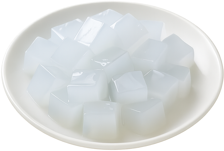 Thạch dừa, thạch hình khối, thạch trắng, topping trà sữa, món tráng miệng, nata de coco, jelly cubes, white jelly, bubble tea topping, dessert