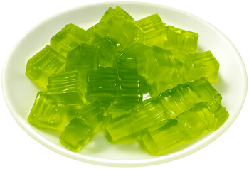 Thạch trà xanh, thạch xanh, thạch rau câu, thạch hình khối, topping, món tráng miệng, green tea jelly, green jelly, jelly, jelly cubes, topping, dessert