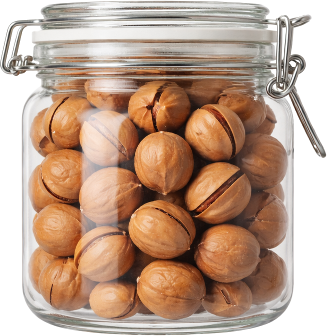 Hạt macca, hũ thủy tinh, nắp cài kim loại, nguyên vỏ, hạt, thực phẩm, dinh dưỡng, macca, glass jar, clip top lid, in shell, nuts, food, nutrition