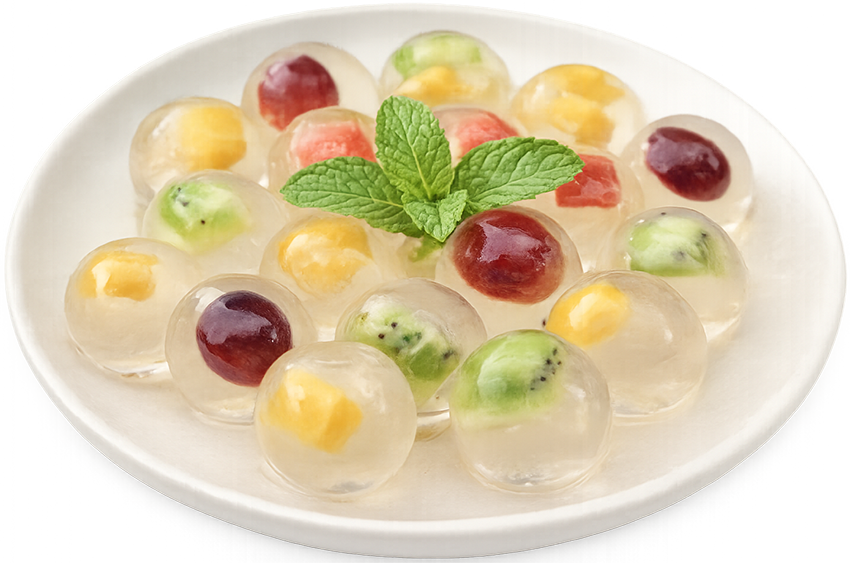 Thạch trái cây, thạch rau câu, thạch tròn, món tráng miệng, trái cây, kiwi, nho, dưa hấu, lá bạc hà, fruit jelly, jelly, round jelly, dessert, fruit, kiwi, grape, watermelon, mint leaf