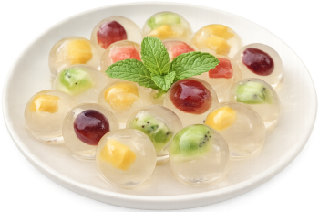 Thạch trái cây, thạch rau câu, thạch tròn, món tráng miệng, trái cây, kiwi, nho, dưa hấu, lá bạc hà, fruit jelly, jelly, round jelly, dessert, fruit, kiwi, grape, watermelon, mint leaf
