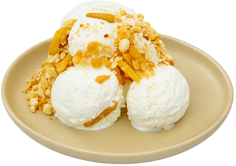 Kem dừa, kem lạnh, viên kem, đậu phộng, dừa khô, món tráng miệng, coconut ice cream, ice cream, scoops, peanuts, toasted coconut, dessert 9