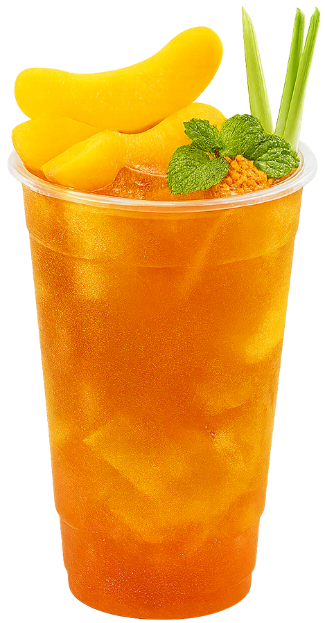 Trà đào cam sả, trà đá, thức uống, đào miếng, lát cam, lá sả, lá bạc hà, peach orange lemongrass tea, iced tea, drink, peach slices, orange slices, lemongrass leaves, mint leaves