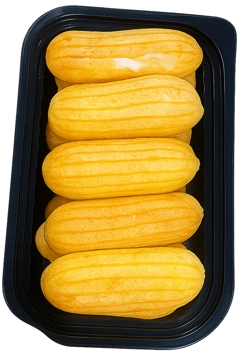 Bánh su kem dài, bánh ngọt, món tráng miệng, hộp nhựa, choux, kem vani, eclair, sweet cake, dessert, plastic box, choux, vanilla cream