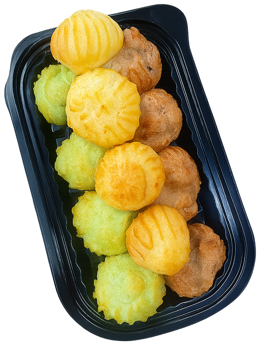 Bánh su kem mix, bánh ngọt, món tráng miệng, hộp nhựa, choux, kem vani, kem trà xanh, kem cà phê, eclair mix, sweet cake, dessert, plastic box, choux, vanilla cream, matcha cream, coffee cream