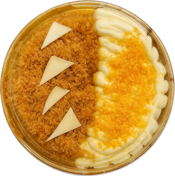 Bánh bông lan trứng muối, bánh ngọt, món ăn vặt, hộp nhựa, góc chụp từ trên xuống, trứng muối, chà bông, sốt kem, phô mai, bánh bông lan, salted egg sponge cake, sweet cake