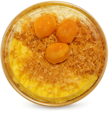 Bánh bông lan trứng muối mix dừa nướng, bánh ngọt, món ăn vặt, hộp nhựa, góc chụp từ trên xuống, trứng muối, chà bông, sốt kem, dừa nướng, bánh bông lan, salted egg sponge cake mix grilled coconut 1