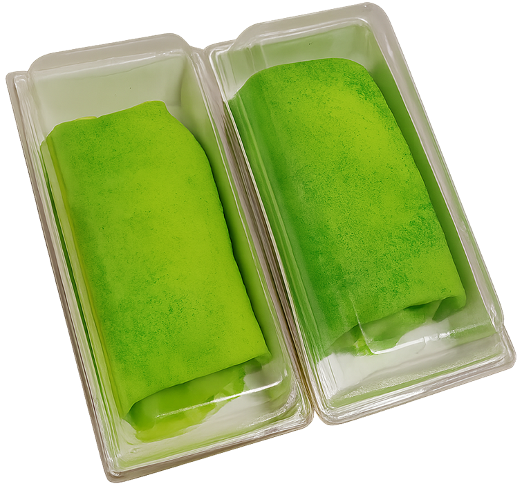 Crepe pudding matcha, bánh crepe, món tráng miệng, hộp nhựa, góc chụp từ trên xuống, bột trà xanh, kem vani, nhãn dán, matcha crepe pudding, crepe, dessert, plastic box, top view, matcha powder, vanilla cream, sticker