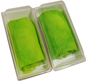 Crepe pudding matcha, bánh crepe, món tráng miệng, hộp nhựa, góc chụp từ trên xuống, bột trà xanh, kem vani, nhãn dán, matcha crepe pudding, crepe, dessert, plastic box, top view, matcha powder, vanilla cream, sticker