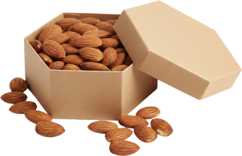 Hạnh nhân, hạt, thực phẩm, hộp giấy, lục giác, màu nâu, đơn giản, almond, nut, food, paper box, hexagon, brown, simple