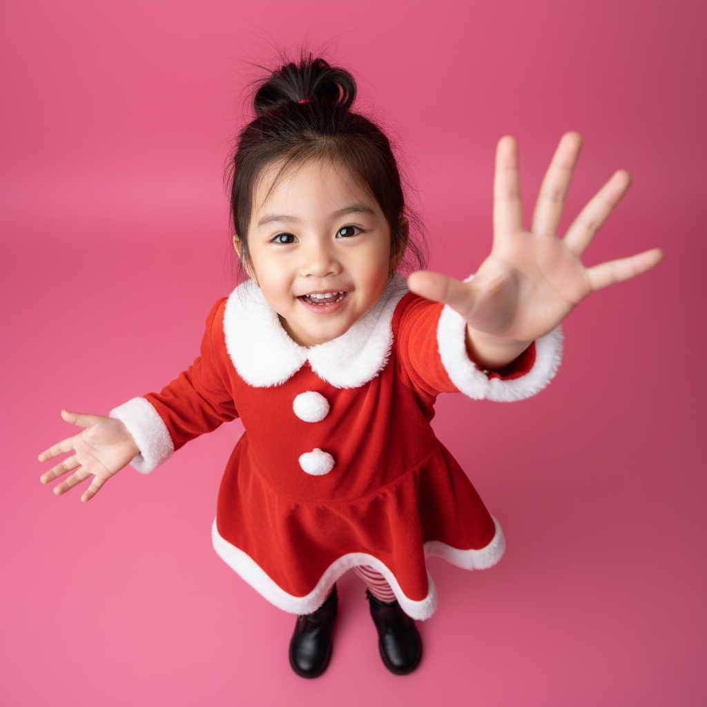 Bé gái, trẻ em, giáng sinh, trang phục giáng sinh, váy đỏ, vui vẻ, asian girl, child, christmas, christmas outfit, red dress, cheerful