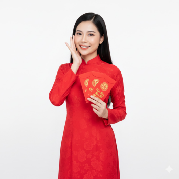 Cô gái, áo dài đỏ, truyền thống, girl, red ao dai, tradition 1