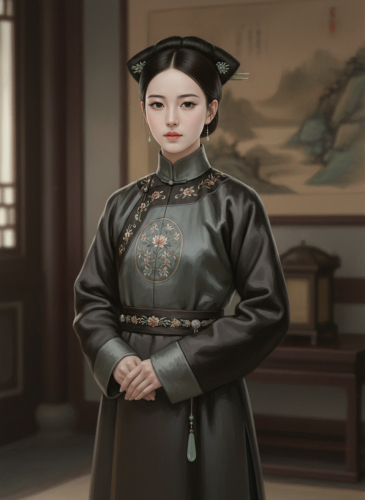 A 14-year-old noble girl from the Qing Dynasty, refined and dignified...