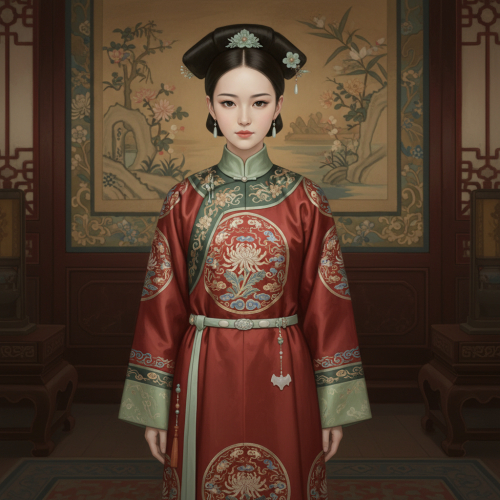 A 14-year-old noble girl of the Qing Dynasty with a proud and upright presence,...