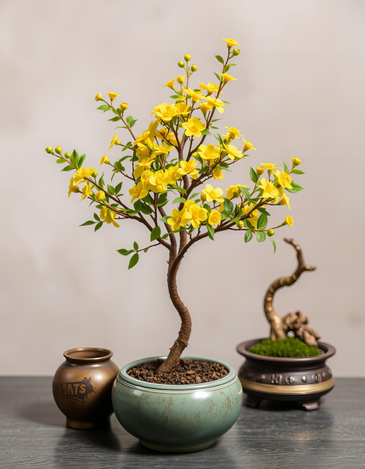 Hoa mai, chậu hoa, chậu hoa cảnh, cây cảnh, bonsai, flower, tết, xuân, spring, truyền thống, Việt Nam, hình nền, background - Ngân Dương 2