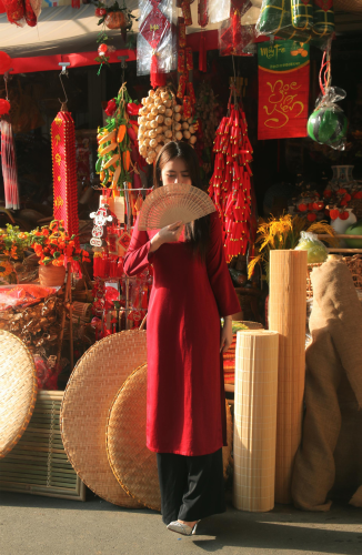 Áo dài, áo dài Việt Nam, áo dài màu đỏ, con gái, girl, truyền thống, tết, xuân, spring, Việt Nam - Bùi Hoàng Long 1