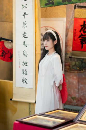 Ái dài, con gái, girl, lá cờ Viêt Nam, nón lá, truyền thống, tết, xuân, spring, Việt Nam, Hà Nội, Phố cổ - lVu image 6