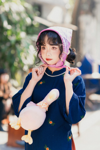 Áo dài, áo dài Việt Nam, áo dài màu xanh dương, con gái, girl, truyền thống, tết, xuân, spring, Việt Nam - Mai Anh 1